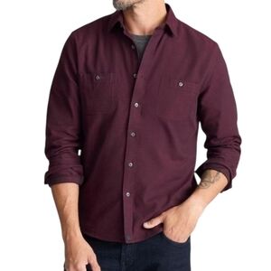 ​UNTUCKit Hemsworth Burgundy Herringbone Flannel Shirt - Regular Fit Size Medium